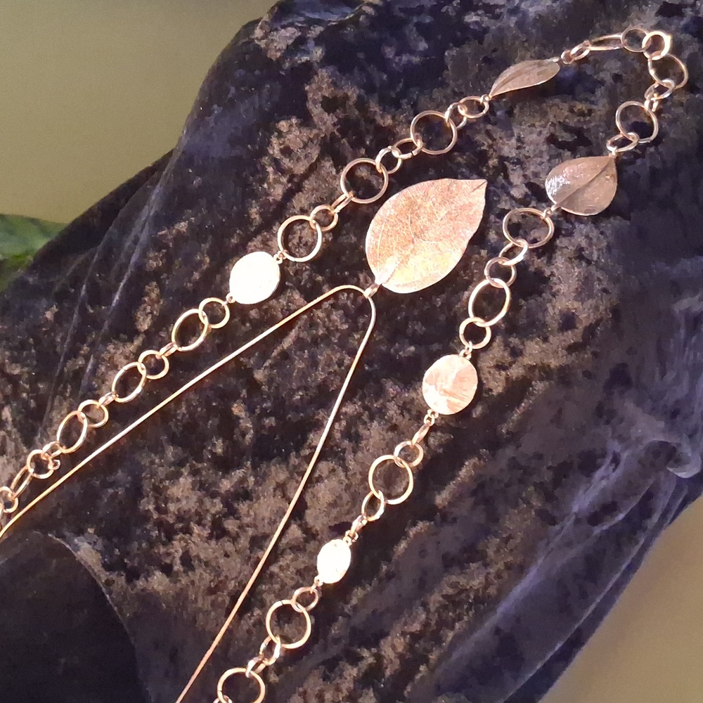 Relitivity 2 Gold Leaf Necklaces 32 & In Long 20 Layered.